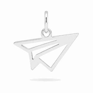 Charm avion en papier argenté en acier inoxydable, pour bijou personnalisable Les Paulinas