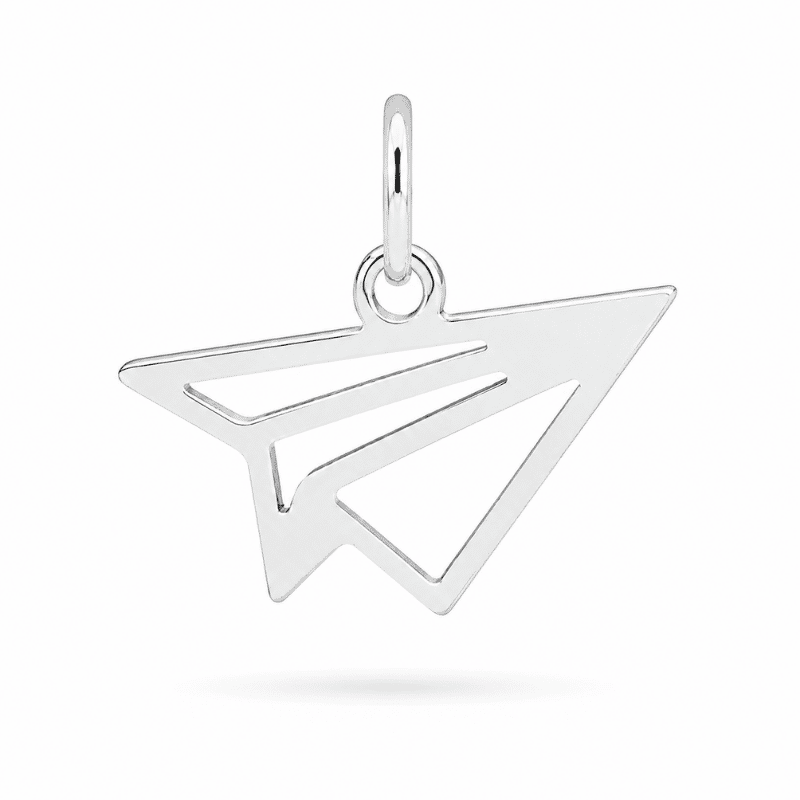 Les Paulinas, charm avion en papier argenté en acier inoxydable Charm avion en papier argenté en acier inoxydable, pour bijou personnalisable Les Paulinas
