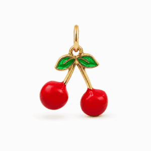 Charm cerises doré en acier inoxydable, pendentif fruité pour bijou personnalisable Les Paulinas