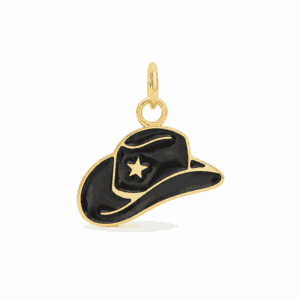 Charm chapeau de cowboy noir doré en acier inoxydable pour bijou personnalisable Les Paulinas
