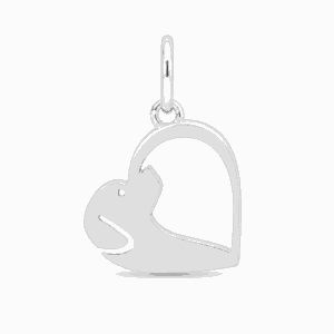 Charm chien cœur argenté en acier inoxydable, pour bijou personnalisable Les Paulinas