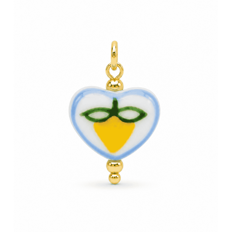 Les Paulinas, charm cœur citron doré en acier inoxydable Charm cœur citron doré en acier inoxydable pour bijou personnalisable Les Paulinas