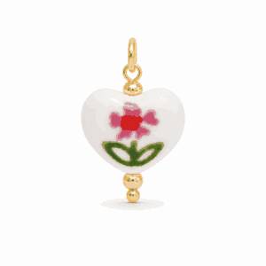 Charm cœur fleur rose doré en acier inoxydable pour bijou personnalisable Les Paulinas
