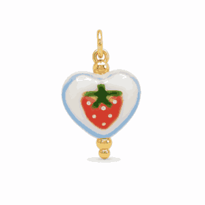 Charm cœur fraise doré en acier inoxydable pour bijou personnalisable Les Paulinas