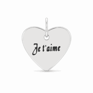 Charm cœur avec inscription « Je t'aime » argenté en acier inoxydable pour bijou personnalisable Les Paulinas