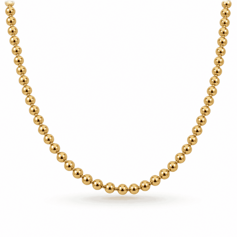 Les Paulinas, collier Paulina Audacieuse doré en acier inoxydable Collier Paulina Audacieuse doré en acier inoxydable avec maille à boules en relief, pour bijoux personnalisables Les Paulinas