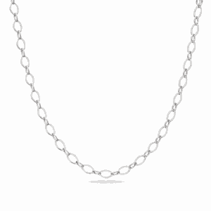 Collier Paulina Élégante argenté en acier inoxydable avec maille ovale raffinée, pour bijoux personnalisables Les Paulinas