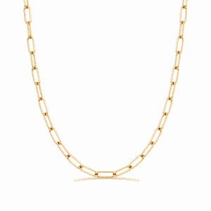 Collier Paulina Originale doré en acier inoxydable avec maille rectangulaire, pour bijoux personnalisables Les Paulinas