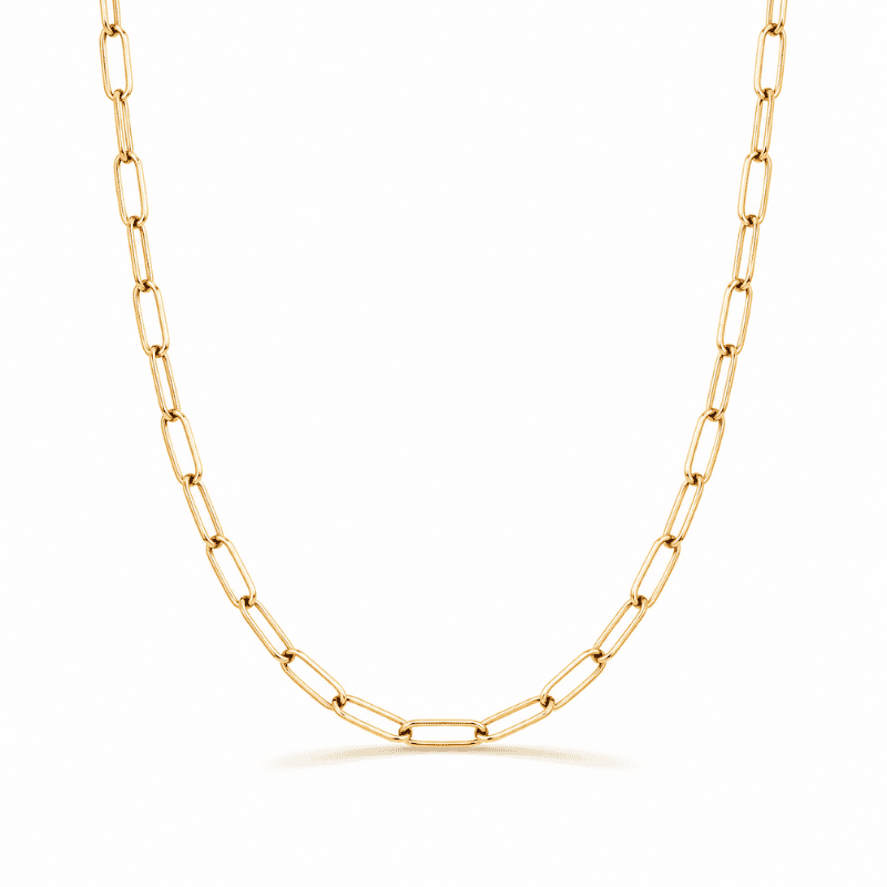 Les Paulinas, collier Paulina Originale doré en acier inoxydable Collier Paulina Originale doré en acier inoxydable avec maille rectangulaire, pour bijoux personnalisables Les Paulinas