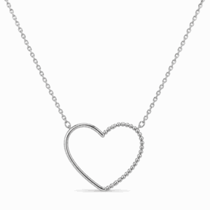 Collier Paulina Précieuse argenté en acier inoxydable avec pendentif cœur bicolore de textures, pour bijoux Les Paulinas