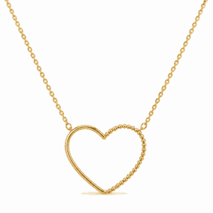 Collier Paulina Précieuse doré en acier inoxydable avec pendentif cœur bicolore de textures, pour bijoux Les Paulinas