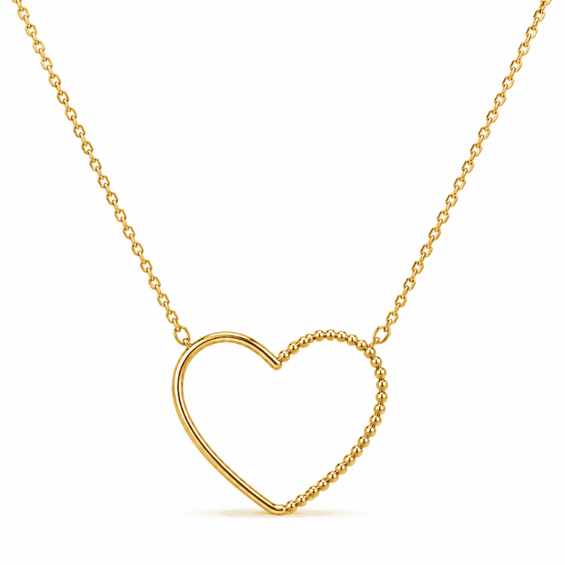 Les Paulinas, collier Paulina Précieuse doré en acier inoxydable Collier Paulina Précieuse doré en acier inoxydable avec pendentif cœur bicolore de textures, pour bijoux Les Paulinas