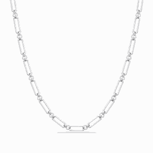 Collier Paulina Singulière argenté en acier inoxydable avec maille rectangulaire revisitée, pour bijoux personnalisables Les Paulinas
