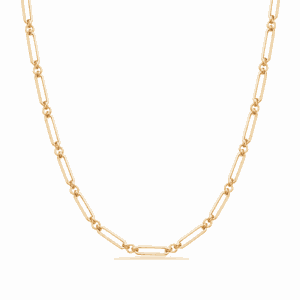 Collier Paulina Singulière doré en acier inoxydable avec maille rectangulaire revisitée, pour bijoux personnalisables Les Paulinas