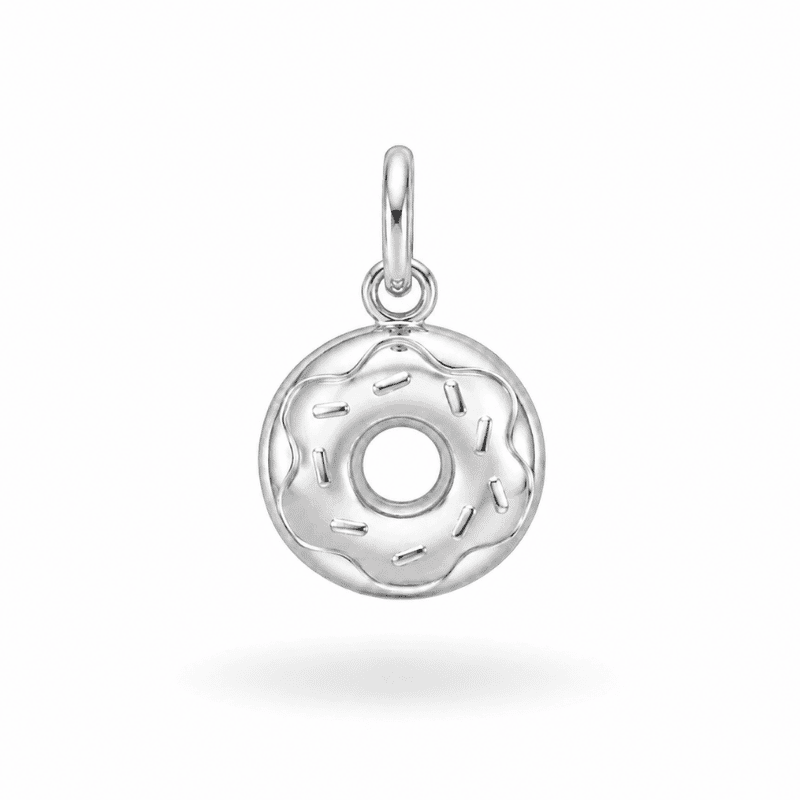 Les Paulinas, charm donut argenté en acier inoxydable Charm donut argenté en acier inoxydable pour bijou personnalisable Les Paulinas