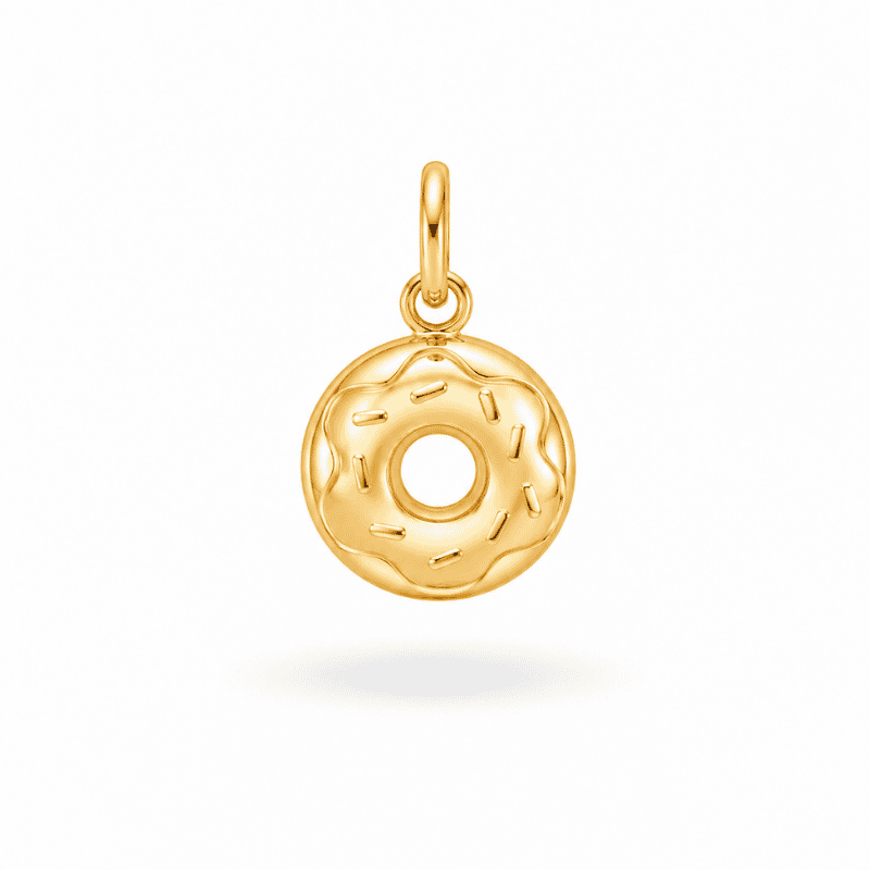 Les Paulinas, charm donut doré en acier inoxydable Charm donut doré en acier inoxydable pour bijou personnalisable Les Paulinas