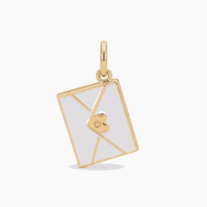 Charm enveloppe blanche doré en acier inoxydable avec émail blanc, pour bijou personnalisable Les Paulinas