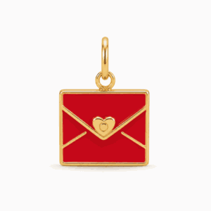 Charm enveloppe rouge doré en acier inoxydable avec émail rouge, pour bijou personnalisable Les Paulinas