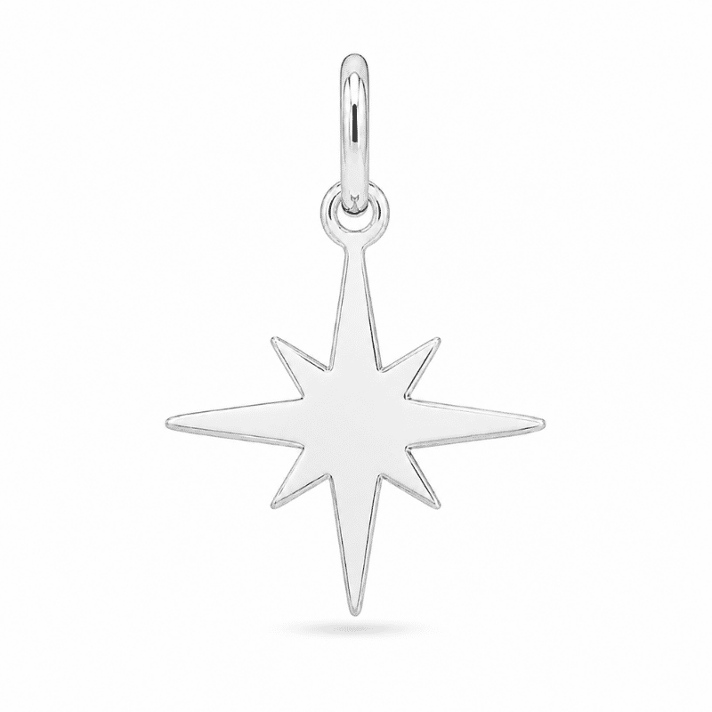 Les Paulinas, charm étoile polaire classique argenté en acier inoxydable Charm étoile polaire classique argenté en acier inoxydable, pour bijou personnalisable Les Paulinas
