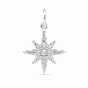 Charm étoile polaire texturée argenté en acier inoxydable avec reliefs, pour bijou personnalisable Les Paulinas