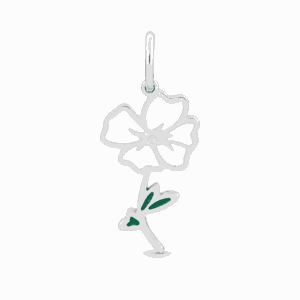 Charm fleur de naissance août argenté en acier inoxydable avec fleur blanche et feuilles vertes, pour bijou personnalisable Les Paulinas