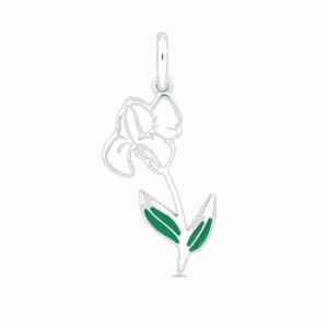 Charm fleur de naissance février argenté en acier inoxydable avec fleur blanche et feuilles vertes, pour bijou personnalisable Les Paulinas