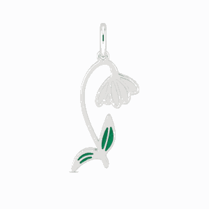 Charm fleur de naissance janvier argenté en acier inoxydable avec fleur blanche et feuilles vertes, pour bijou personnalisable Les Paulinas