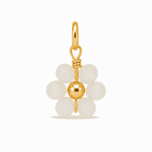 Charm fleur perle blanche opaque doré en acier inoxydable pour bijou personnalisable Les Paulinas