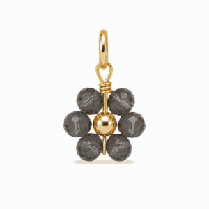 Charm fleur perle grise doré en acier inoxydable pour bijou personnalisable Les Paulinas