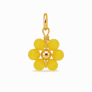 Charm fleur perle jaune opaque doré en acier inoxydable pour bijou personnalisable Les Paulinas