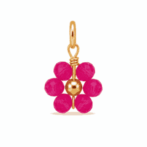 Charm fleur perle rose opaque doré en acier inoxydable pour bijou personnalisable Les Paulinas