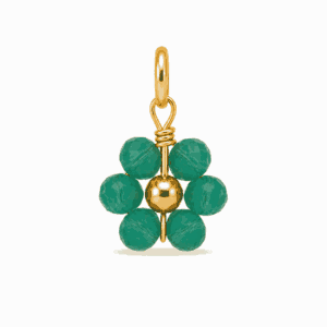 Charm fleur perle verte opaque doré en acier inoxydable pour bijou personnalisable Les Paulinas