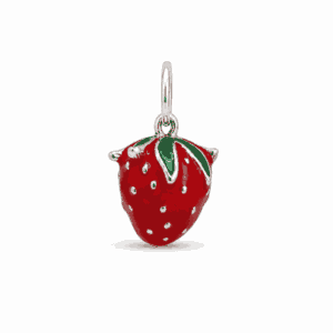 Charm fraise argenté en acier inoxydable pour bijou personnalisable Les Paulinas