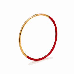 Jonc Paulina Rayonnante bi color rouge côté doré en acier inoxydable personnalisable Les Paulinas