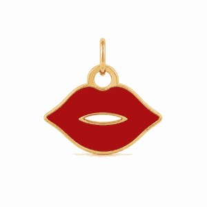 Charm lèvres doré en acier inoxydable représentant une bouche stylisée, pour bijou personnalisable Les Paulinas