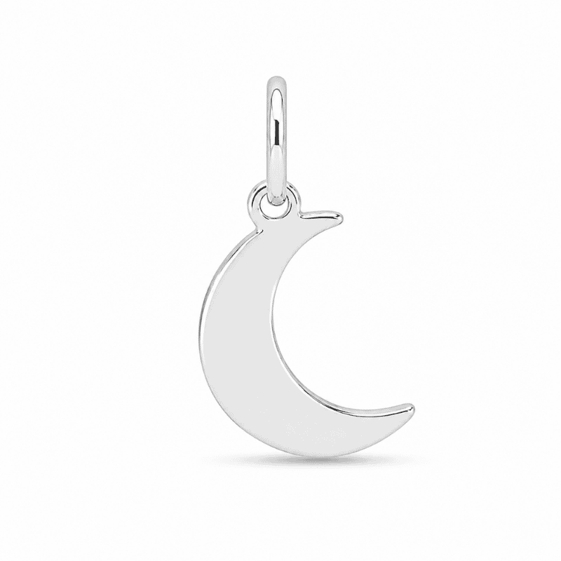 Les Paulinas, charm lune argenté en acier inoxydable Charm lune argenté en acier inoxydable en forme de croissant de lune, pour bijou personnalisable Les Paulinas