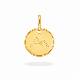 Charm médaille gravée du Pic du Midi d'Ossau doré en acier inoxydable pour bijou personnalisable Les Paulinas