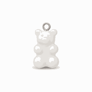 Charm nounours opaque blanc avec anneau argenté en acier inoxydable, pour bijou personnalisable Les Paulinas