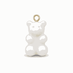 Charm nounours opaque blanc avec anneau doré en acier inoxydable, pour bijou personnalisable Les Paulinas