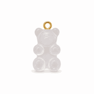 Charm nounours transparent blanc doré en acier inoxydable, pendentif en forme d'ourson pour bijou personnalisable Les Paulinas
