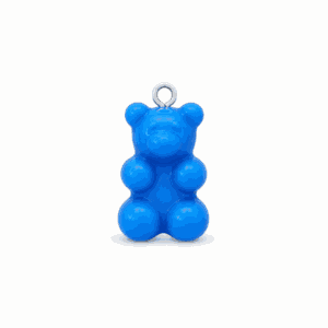 Charm nounours opaque bleu clair avec anneau argenté en acier inoxydable, pour bijou personnalisable Les Paulinas
