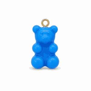 Charm nounours opaque bleu clair avec anneau doré en acier inoxydable, pour bijou personnalisable Les Paulinas