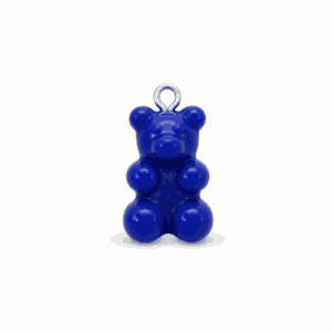 Charm nounours opaque bleu foncé avec anneau argenté en acier inoxydable, pour bijou personnalisable Les Paulinas