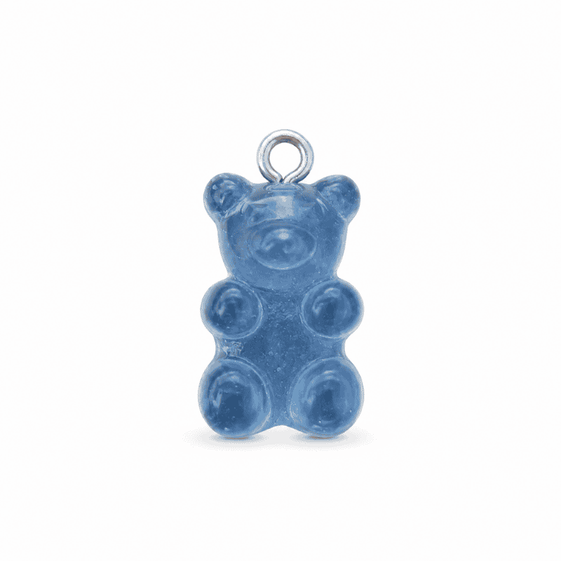 Les Paulinas, charm nounours transparent bleu foncé argenté en acier inoxydable Charm nounours transparent bleu foncé argenté en acier inoxydable, pendentif ourson pour bijou personnalisable Les Paulinas