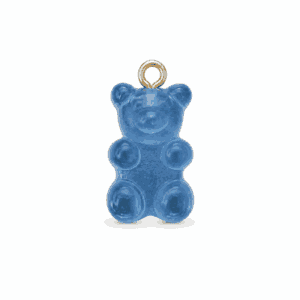Charm nounours transparent bleu foncé doré en acier inoxydable, pendentif en forme d'ourson pour bijou personnalisable Les Paulinas
