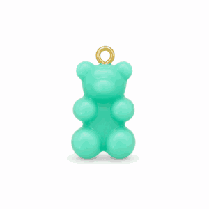 Charm nounours opaque bleu vert avec anneau doré en acier inoxydable, pour bijou personnalisable Les Paulinas