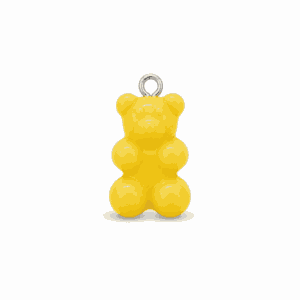 Charm nounours opaque jaune avec anneau argenté en acier inoxydable, pour bijou personnalisable Les Paulinas