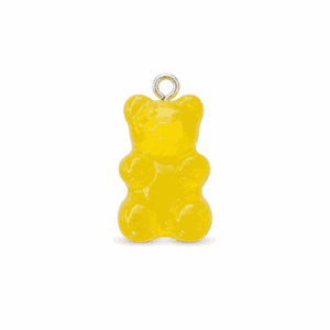 Charm nounours transparent jaune argenté en acier inoxydable, pendentif ourson pour bijou personnalisable Les Paulinas