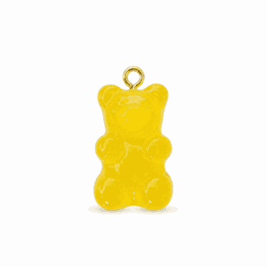 Charm nounours transparent jaune doré en acier inoxydable, pendentif en forme d'ourson pour bijou personnalisable Les Paulinas