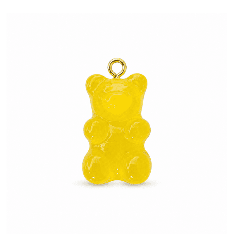 Les Paulinas, charm nounours transparent jaune doré en acier inoxydable Charm nounours transparent jaune doré en acier inoxydable, pendentif en forme d'ourson pour bijou personnalisable Les Paulinas